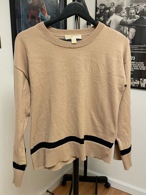 MICHAEL Michael Kors Beige top with Black Stripe women’s size M